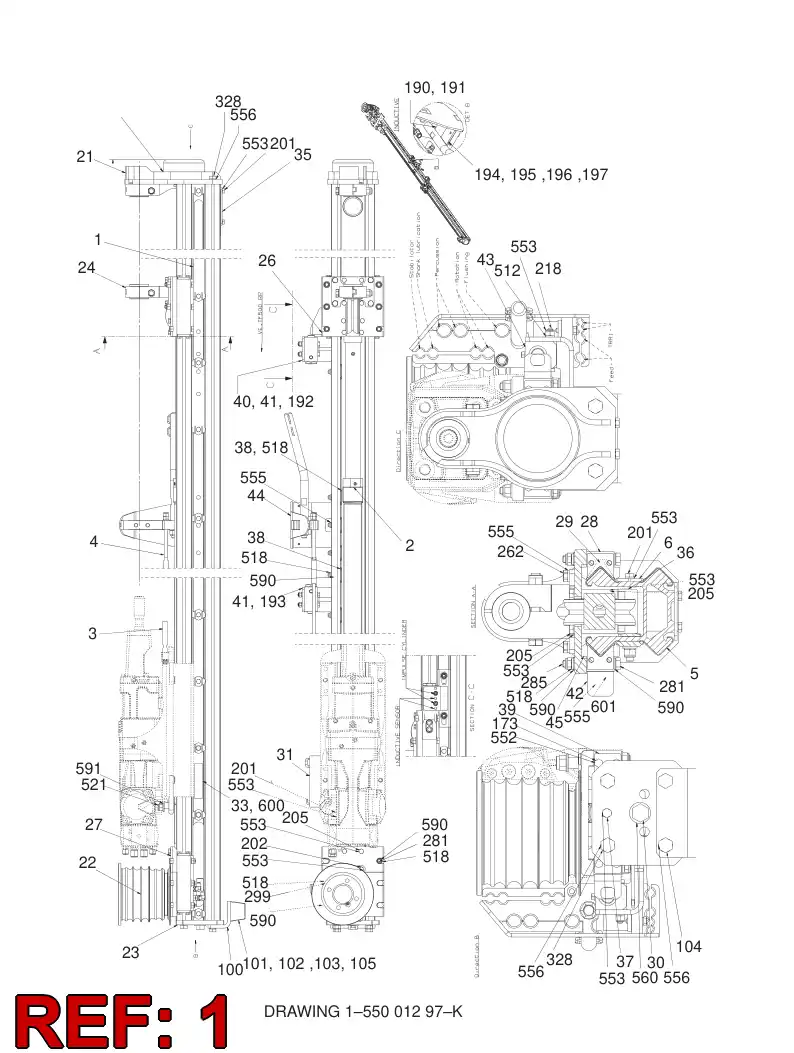 34449502 344 495 02 BEAM ASSEMBLY TF500-12' - Sandvik Technical Drawing