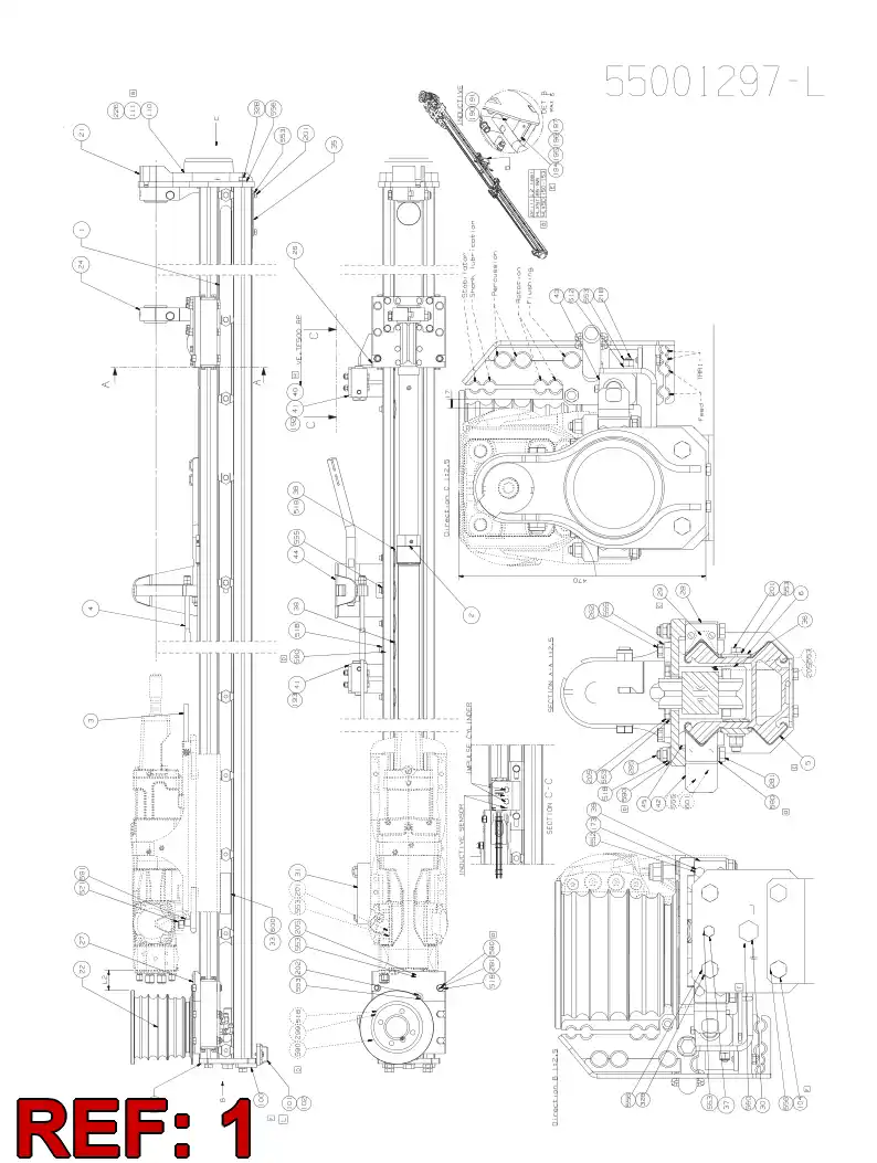 34449503 344 495 03 BEAM ASSEMBLY TF500-14' - Sandvik Technical Drawing