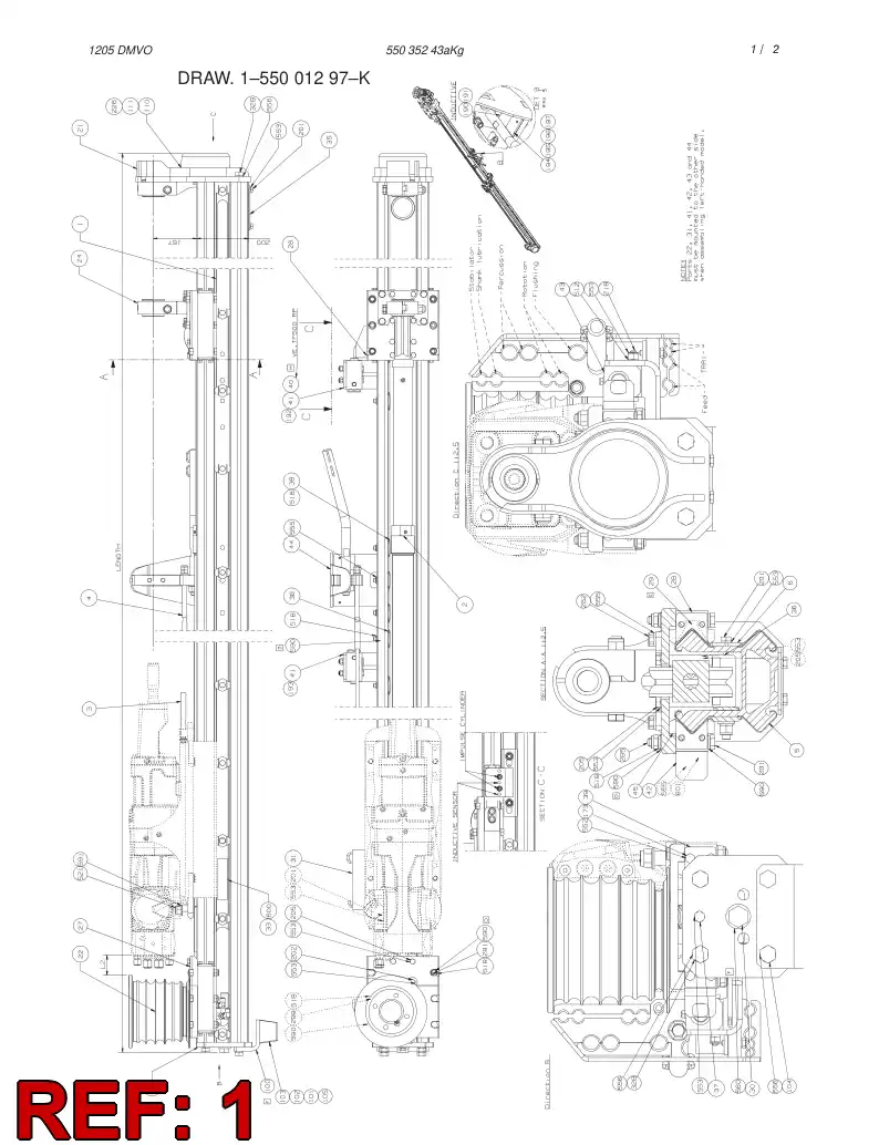 34449506 344 495 06 BEAM ASSEMBLY TF500-20' - Sandvik Technical Drawing