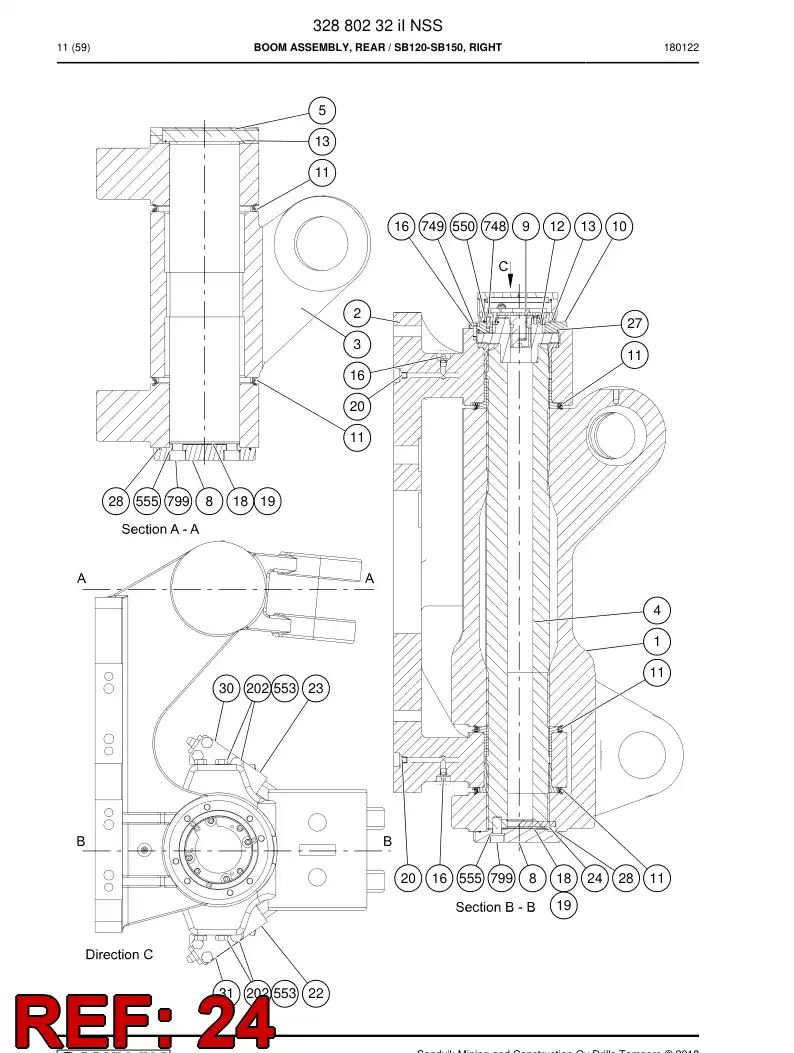 34473816c 344 738 16c Key, Parallel - Sandvik Technical Drawing