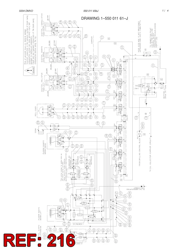 34475557 344 755 57 HOSE 216 TB 120 AND 150 DATA - Sandvik Technical Drawing