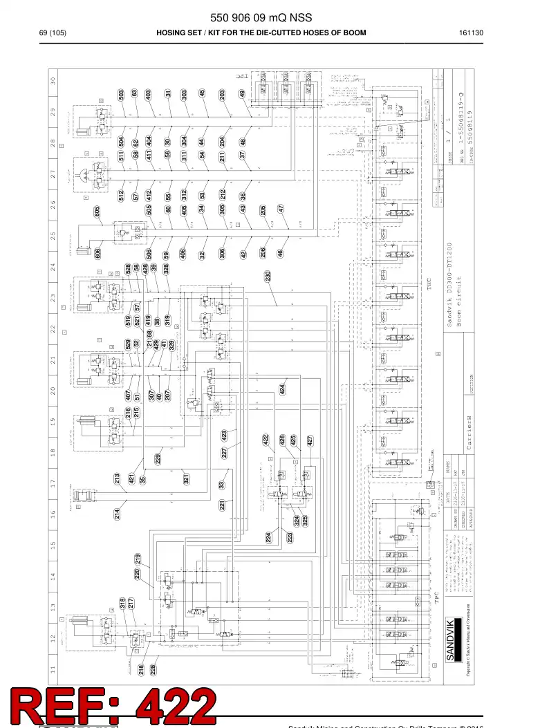 34476022a 344 760 22a HOSE 422 TB 60 - Sandvik Technical Drawing