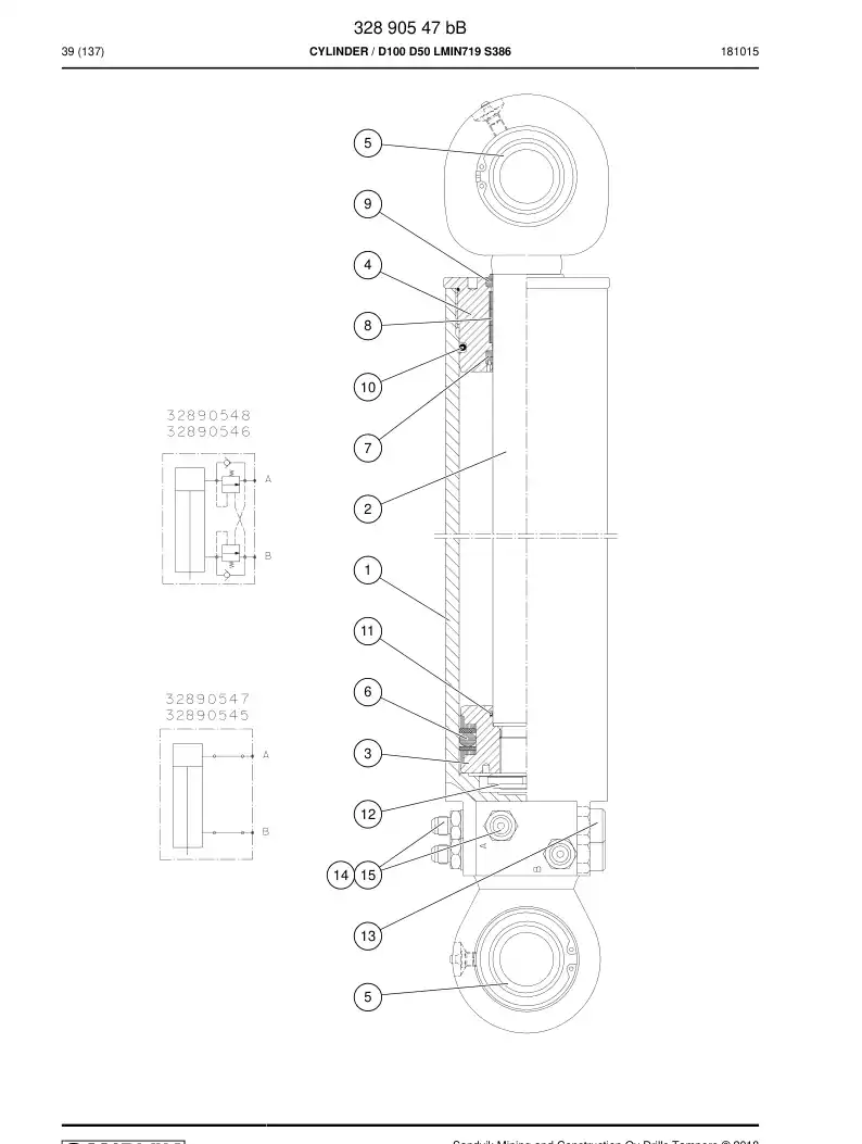 34497528 344 975 28 Bushing, Bearing - Sandvik Technical Drawing