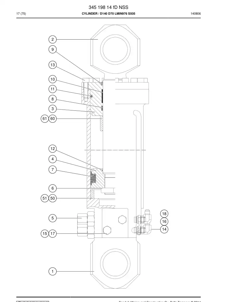 34519814f 345 198 14f Cylinder - Sandvik Technical Drawing