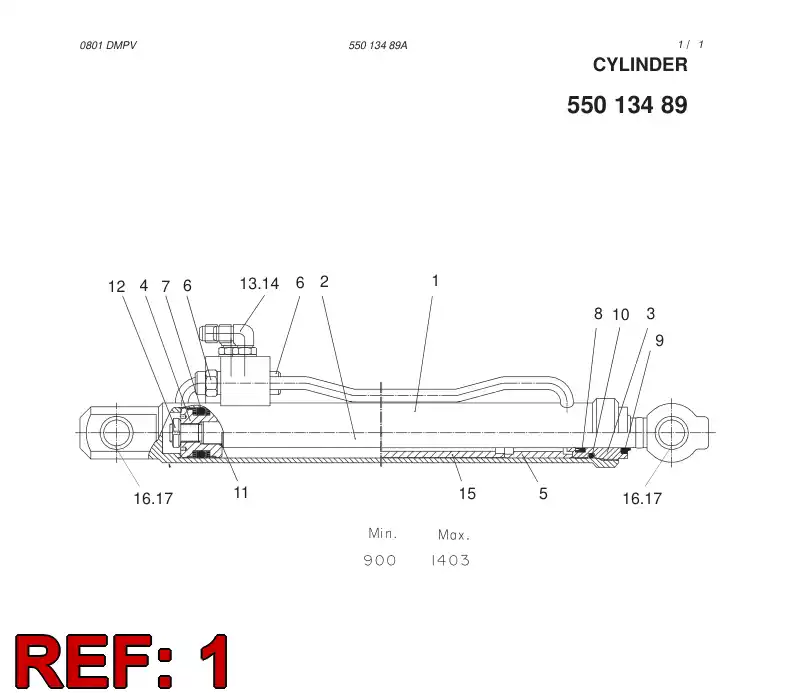 35216768 352 167 68 CYLINDER TUBE - Sandvik Technical Drawing