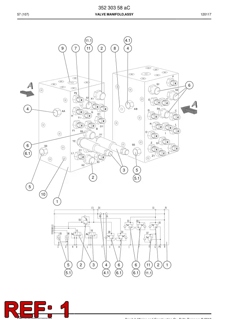 35232788b 352 327 88b VALVE MANIFOLD - Sandvik Technical Drawing