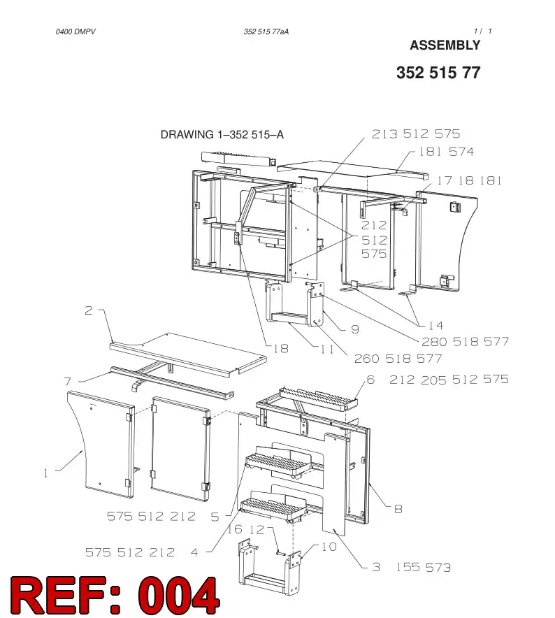 35239207 352 392 07 DOWN STAIR/ASSEMBLY - Sandvik Technical Drawing