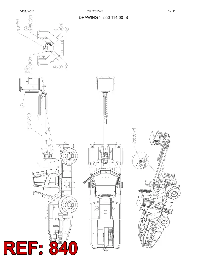 35241001 352 410 01 HYDR.CIRCUIT/BASKET BOOM - Sandvik Technical Drawing