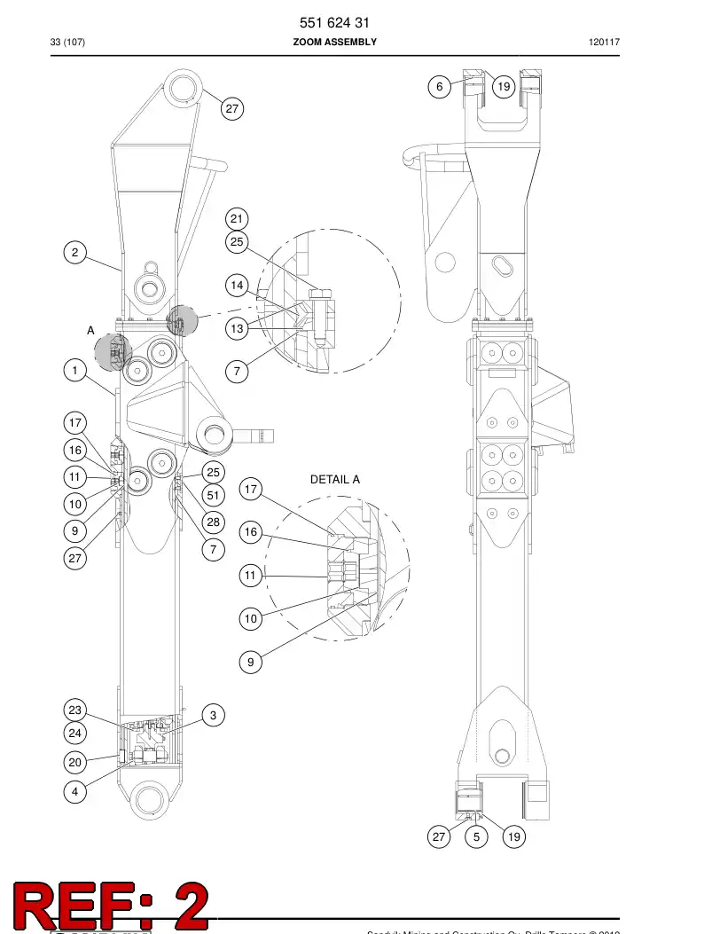 35245208a 352 452 08a INNER PIPE LEFT s=10 - Sandvik Technical Drawing