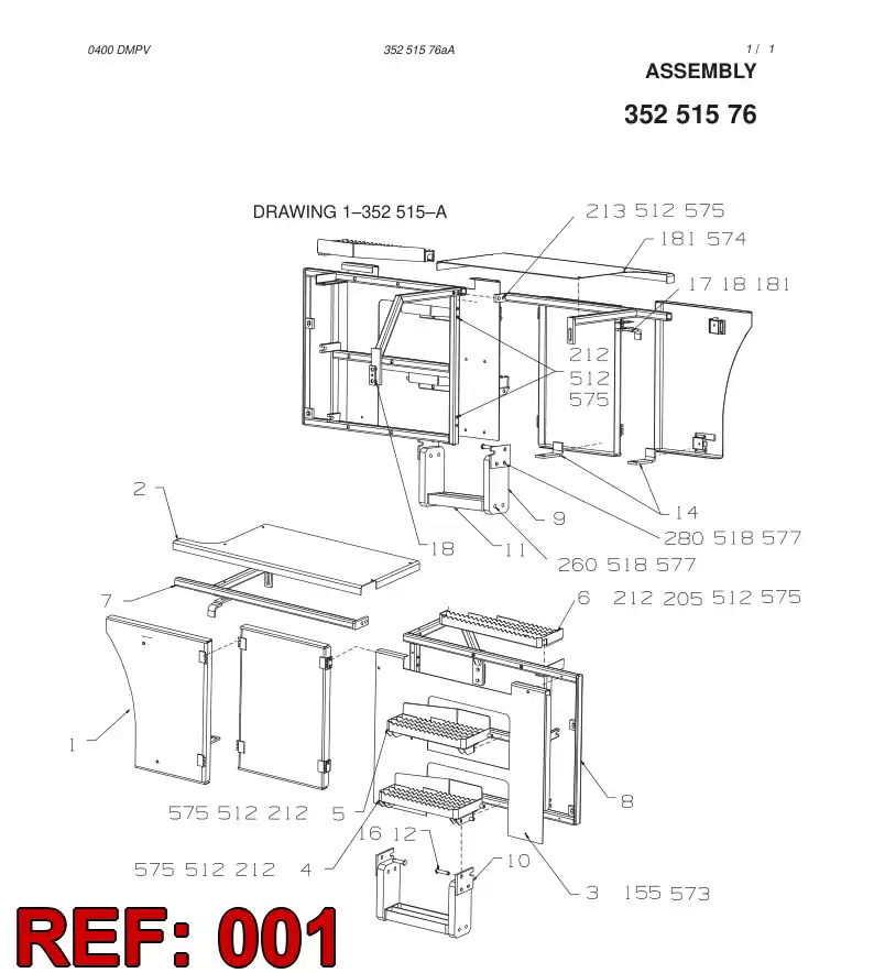 35250438 352 504 38 DOOR ASSY - Sandvik Technical Drawing