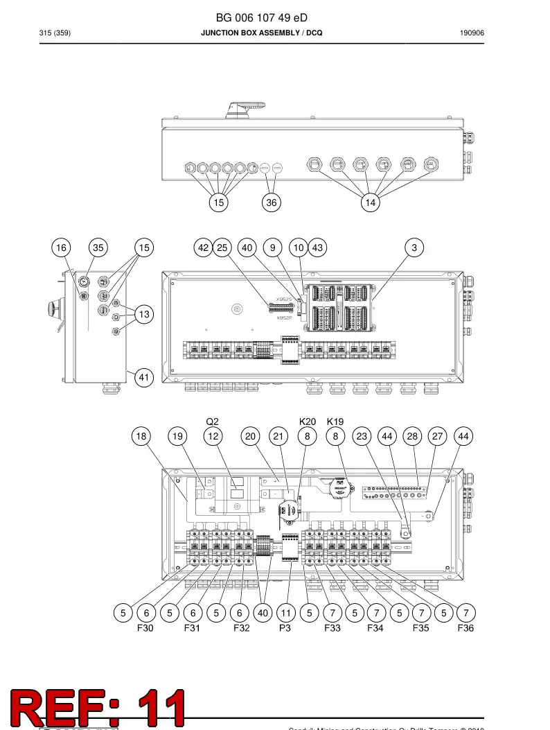 36390107a 363 901 07a Relay - Sandvik Technical Drawing