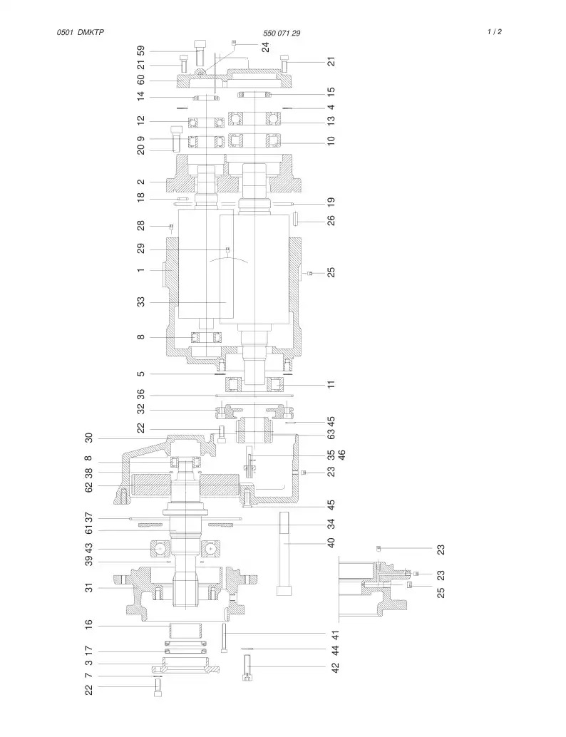 37601271 376 012 71 AIR END ASSEMBLY - Sandvik Technical Drawing