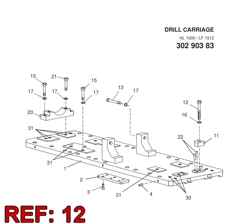 44268540 442 685 40 Hexagon head bolt (half thread) - Sandvik Technical Drawing