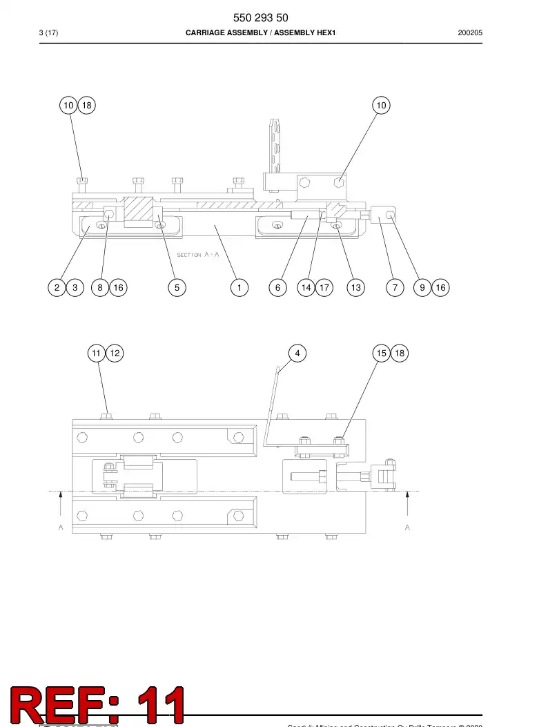 44419250 444 192 50 HEX.BOLT - Sandvik Technical Drawing