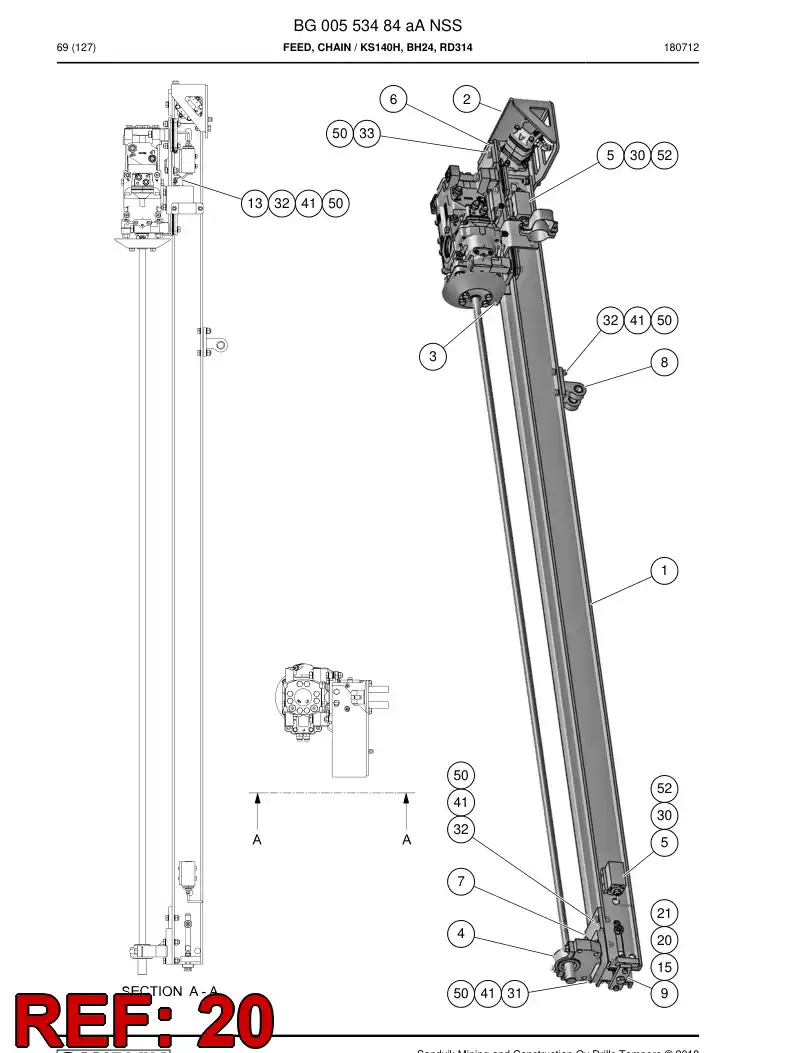47144520 471 445 20 Pin, Split - Sandvik Technical Drawing