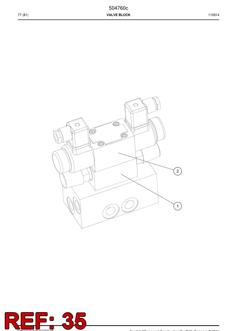 504760c 504760c VALVE BLOCK - Sandvik Technical Drawing