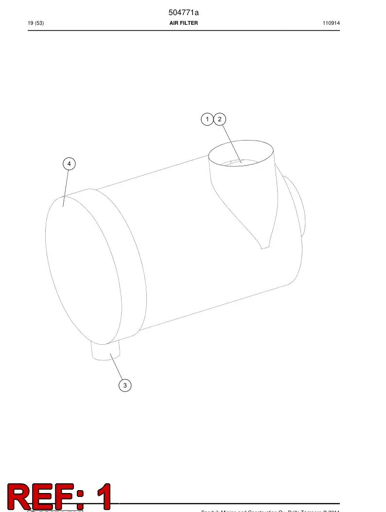 504771a 504771a Air filter - Sandvik Technical Drawing