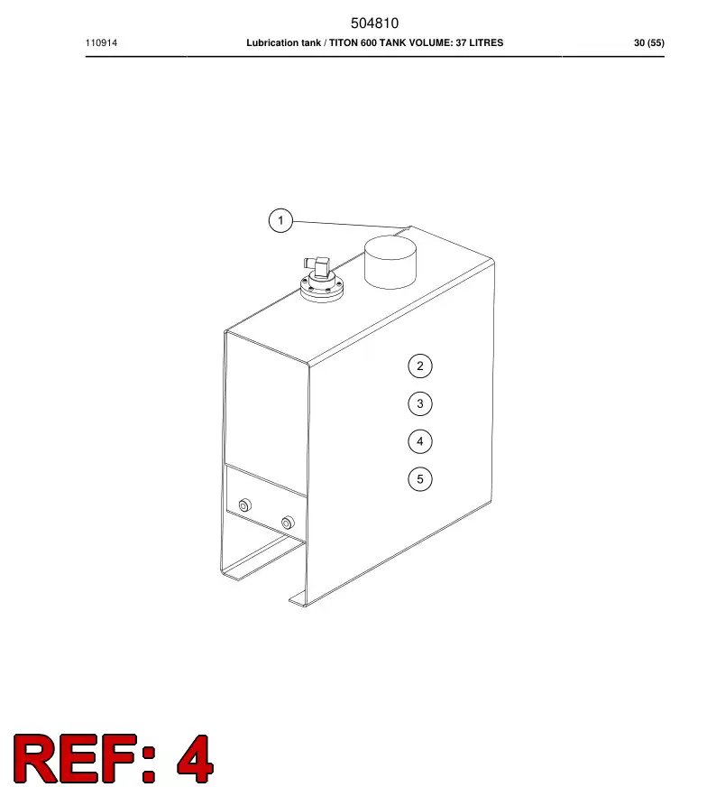 504814 504814 Bit lube tank-sticker - Sandvik Technical Drawing