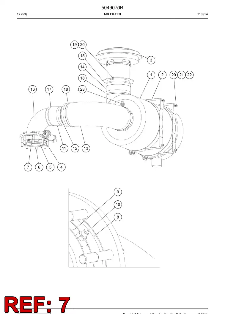 504907d 504907d Air filter - Sandvik Technical Drawing