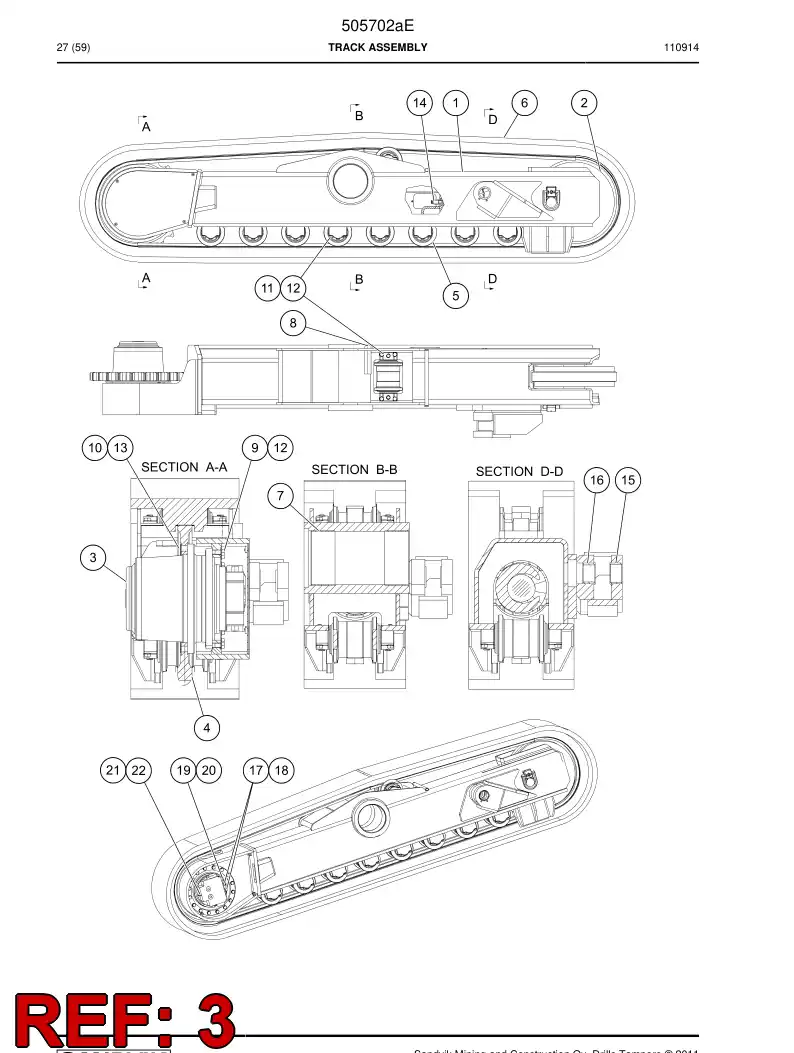 505702a 505702a TRACK ASSEMBLY - Sandvik Technical Drawing