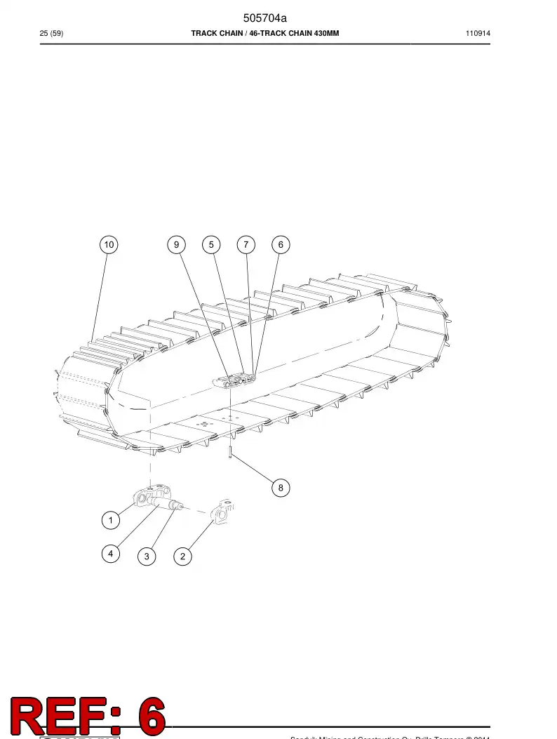 505704a 505704a Track chain - Sandvik Technical Drawing