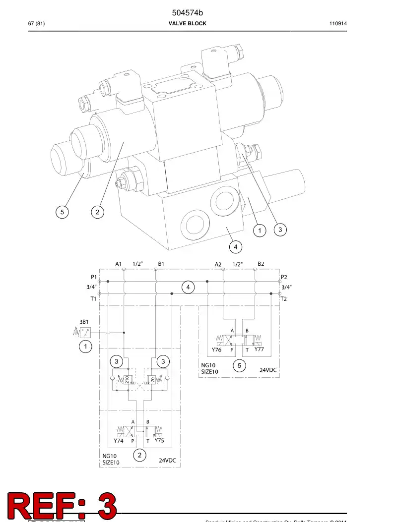 505785 505785 Overcenter valve - Sandvik Technical Drawing