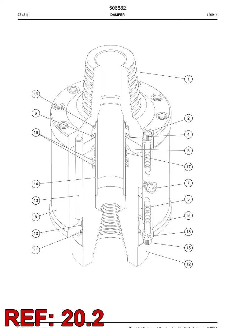 507318 507318 Damper - Sandvik Technical Drawing