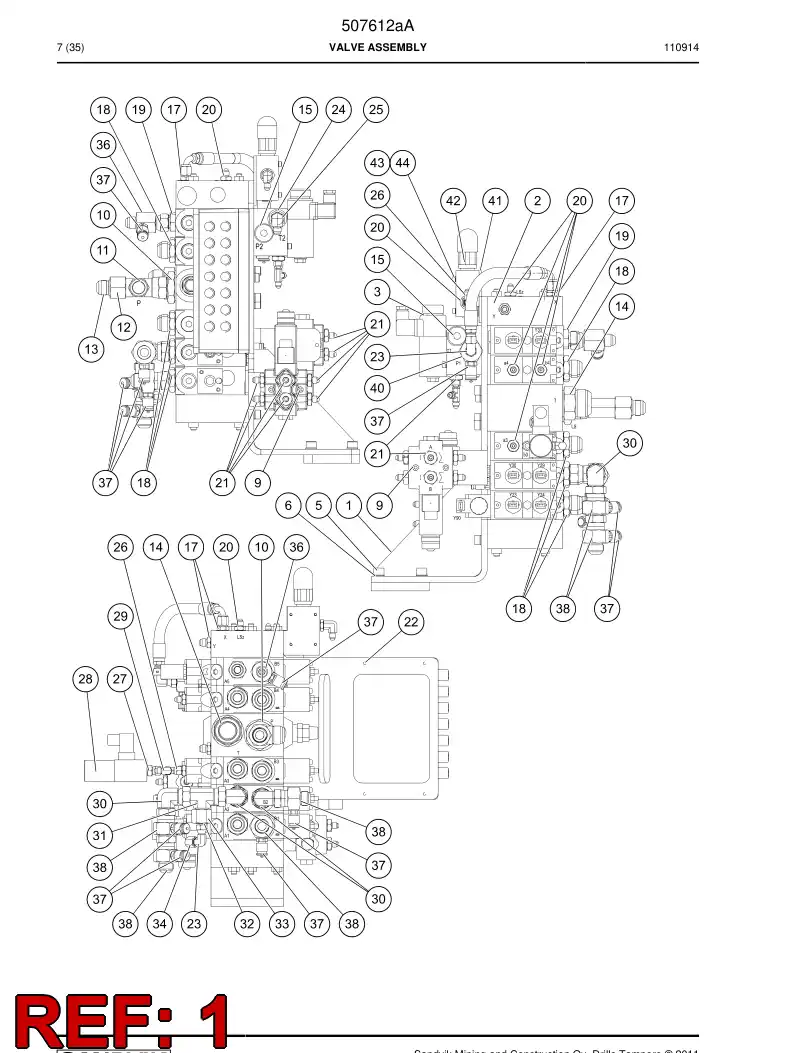 507612a 507612a Valve assembly - Sandvik Technical Drawing