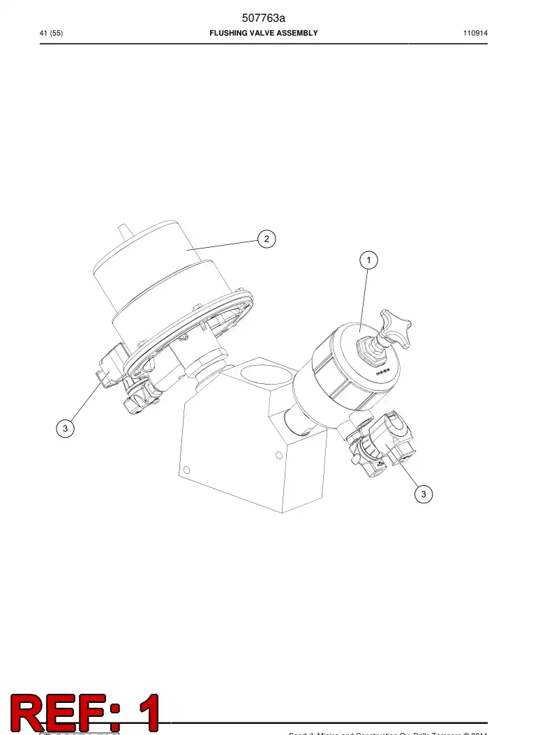 507763a 507763a Flushing valve assembly - Sandvik Technical Drawing