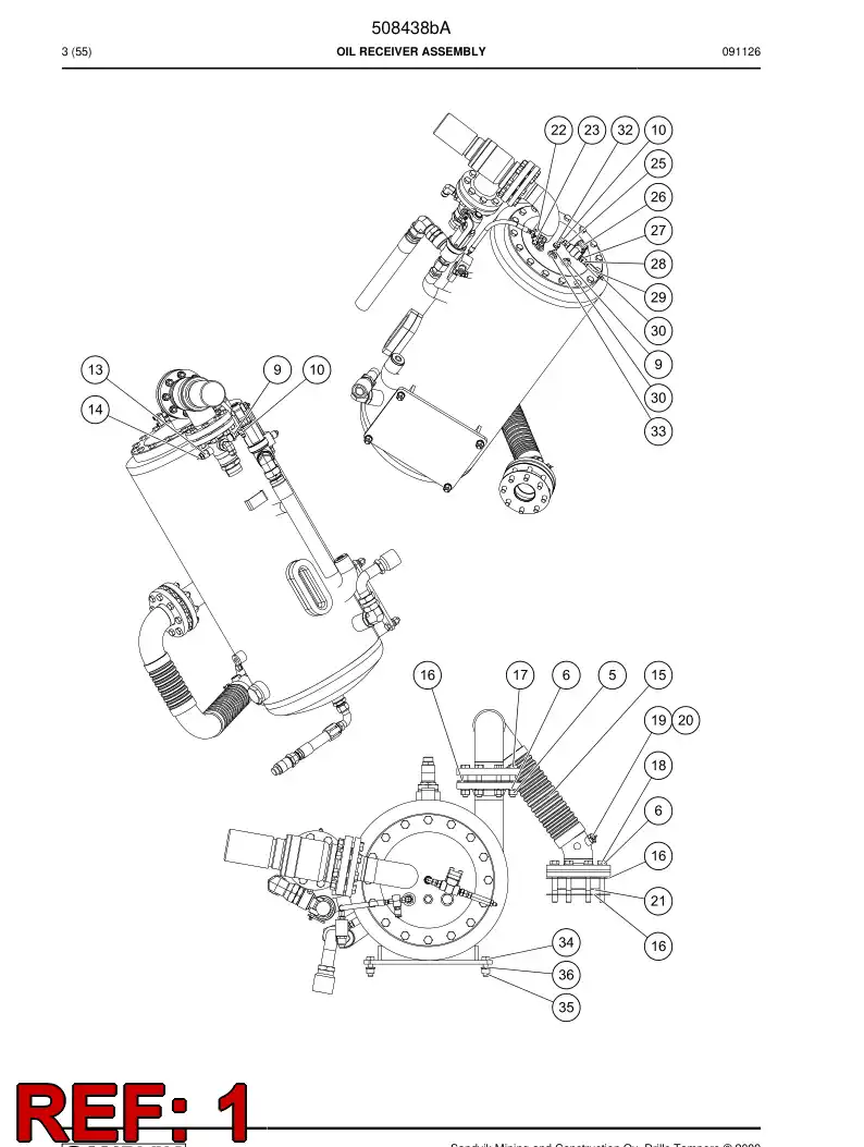 508438b 508438b OIL RECEIVER ASSEMBLY - Sandvik Technical Drawing