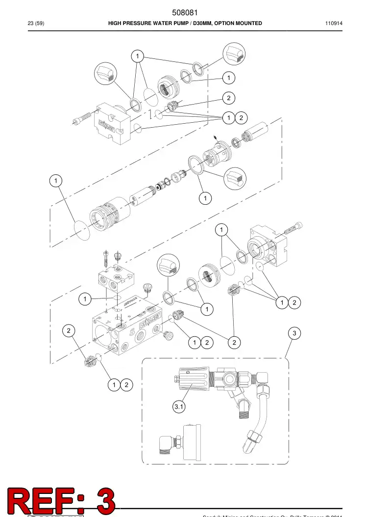 509022 509022 Unloader valve - Sandvik Technical Drawing