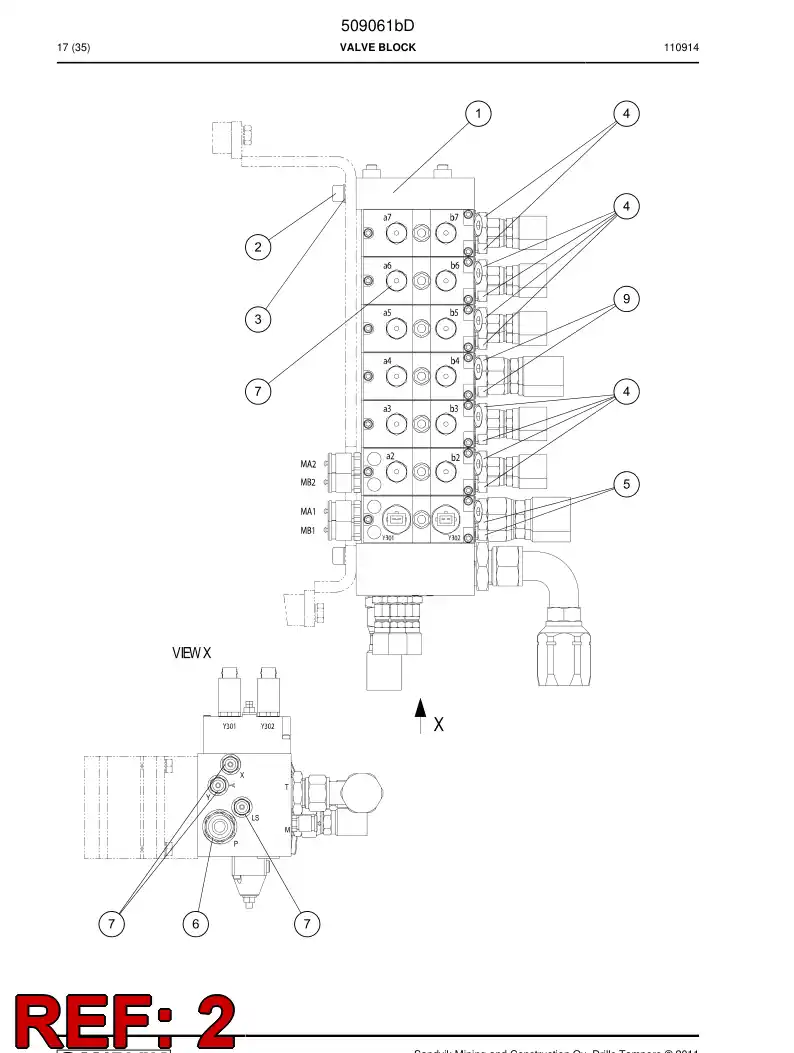 509061b 509061b Valve block - Sandvik Technical Drawing