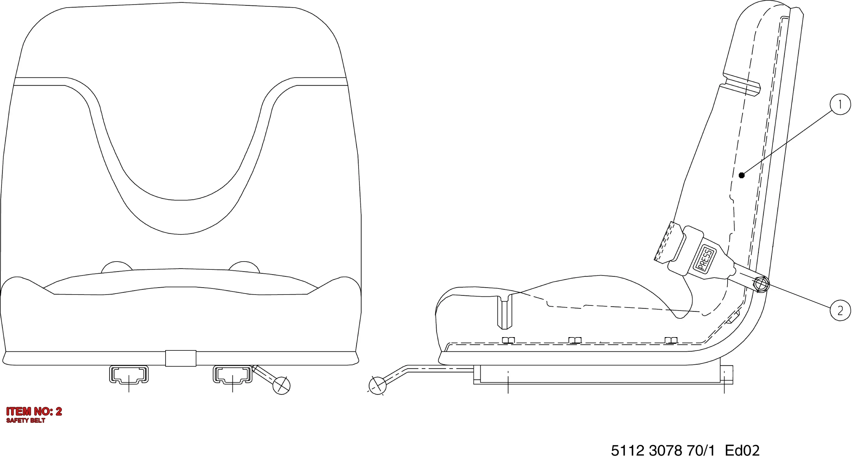 5112 0007 77 SAFETY BELT - Technical Drawing