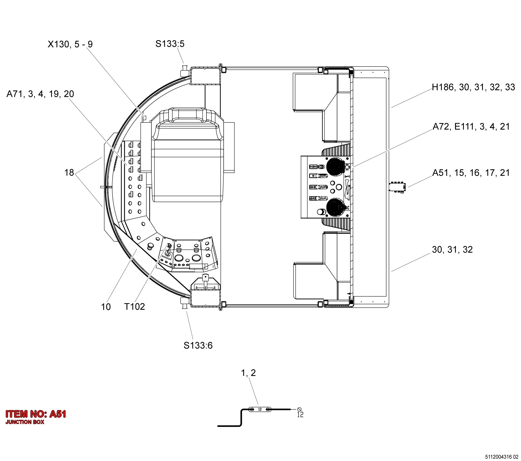 5112 0023 00 JUNCTION BOX - Technical Drawing