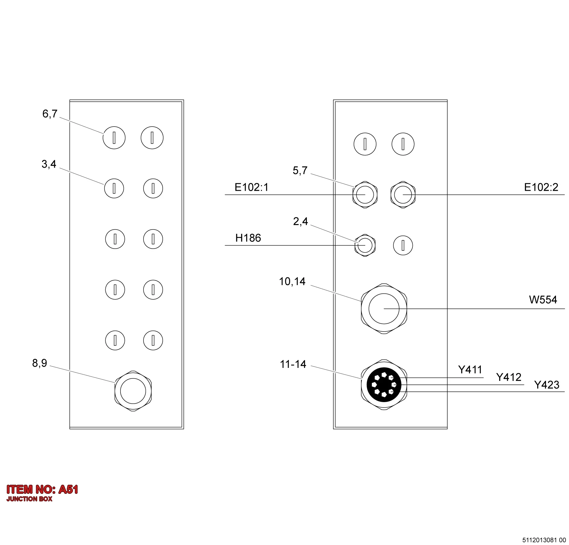 5112 0023 76 JUNCTION BOX - Technical Drawing