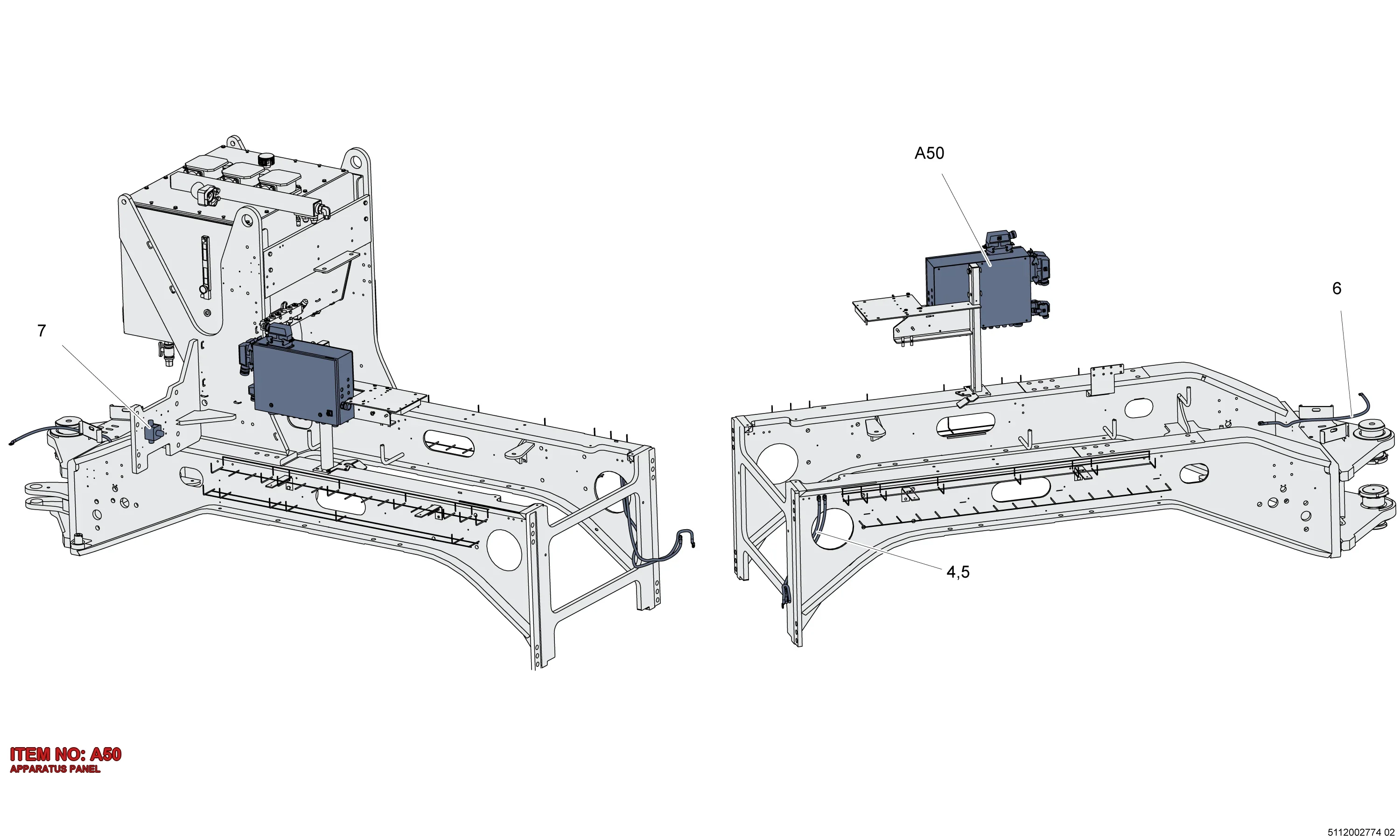 5112 0027 75 APPARATUS PANEL - Technical Drawing