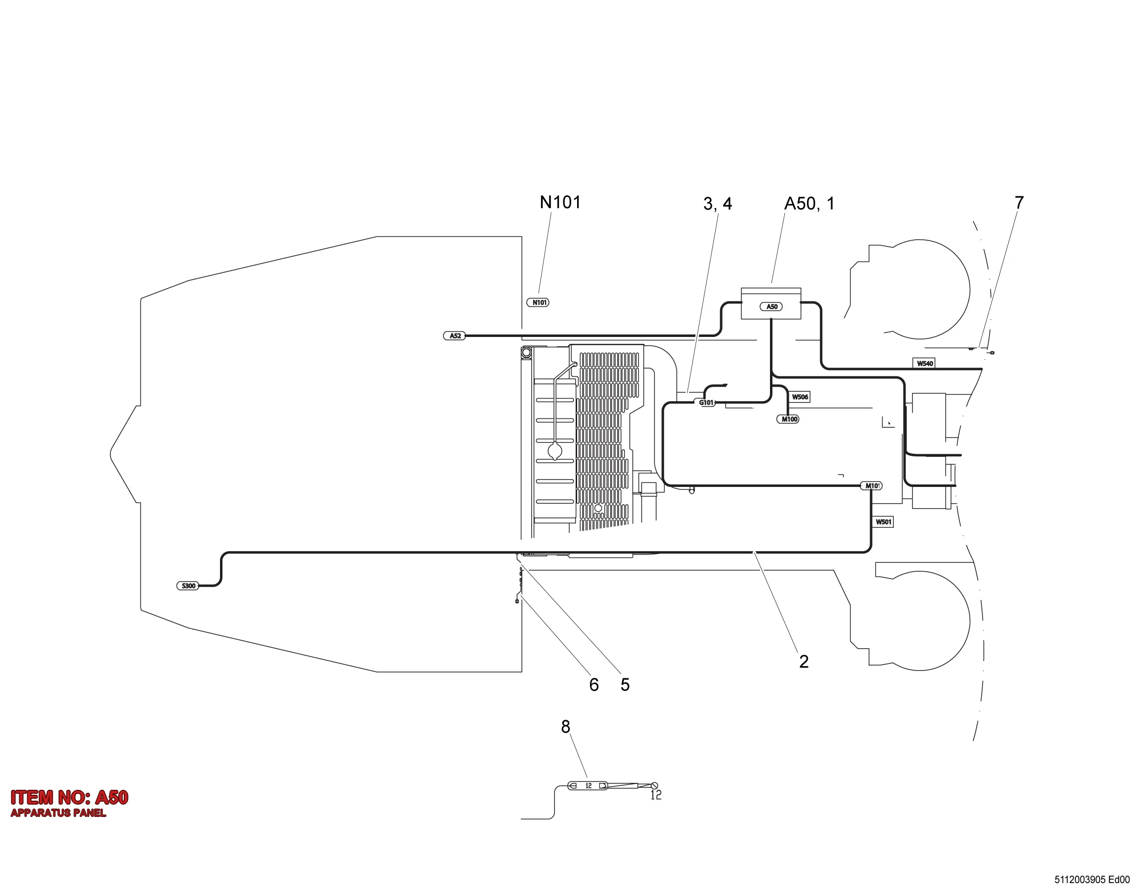 5112 0039 11 APPARATUS PANEL - Technical Drawing