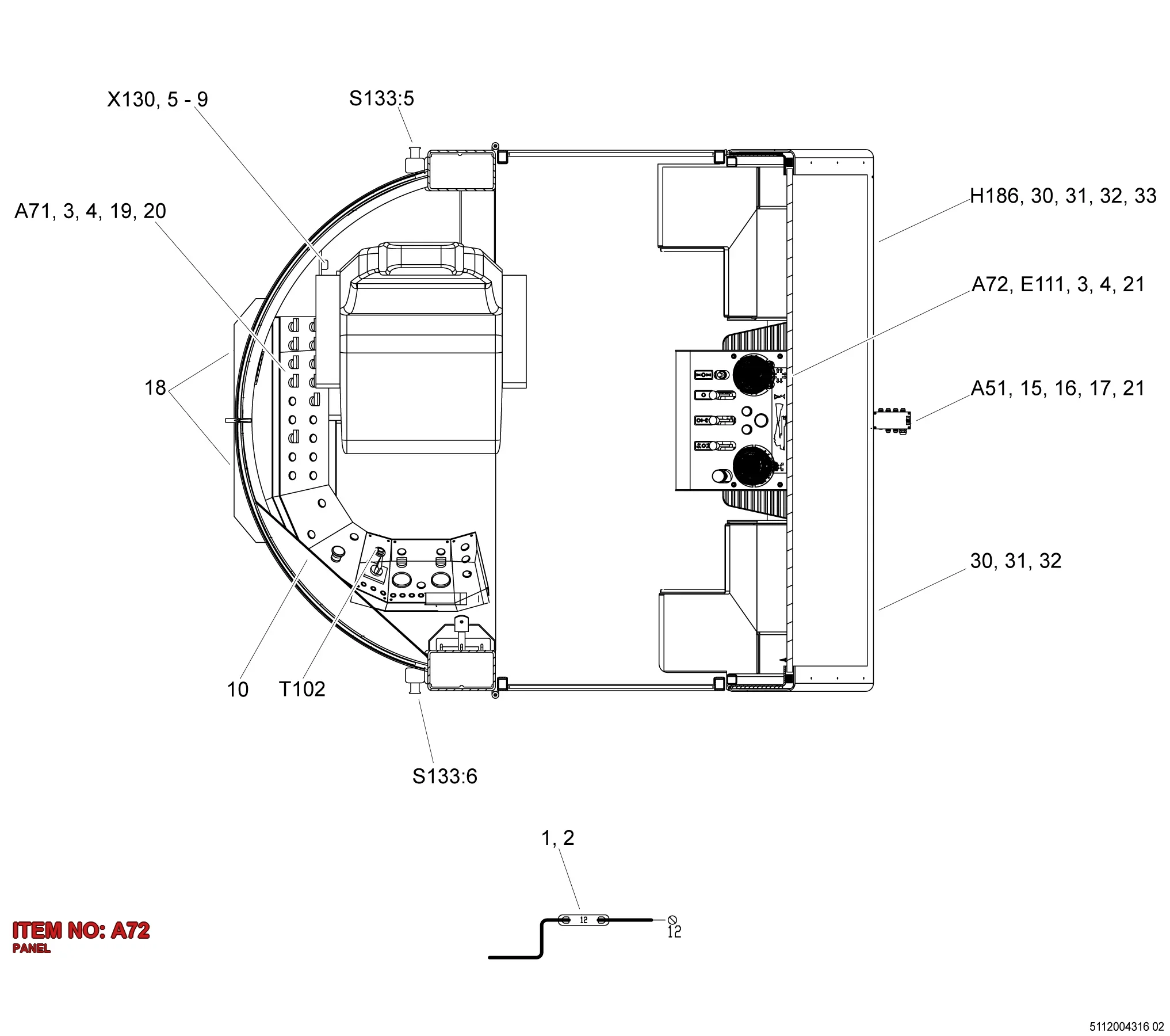 5112 0043 44 PANEL - Technical Drawing