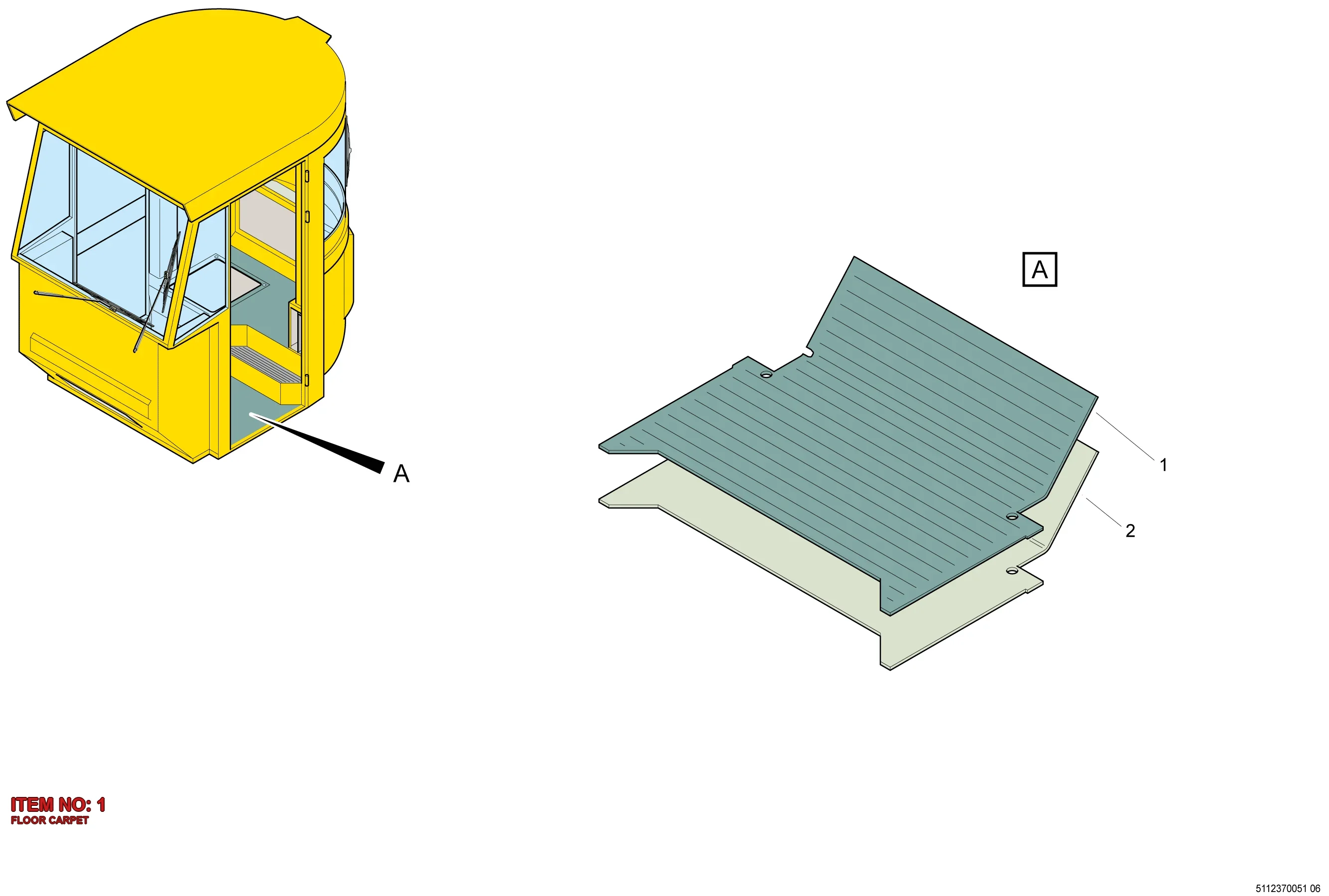 5112 0108 98 FLOOR CARPET - Technical Drawing