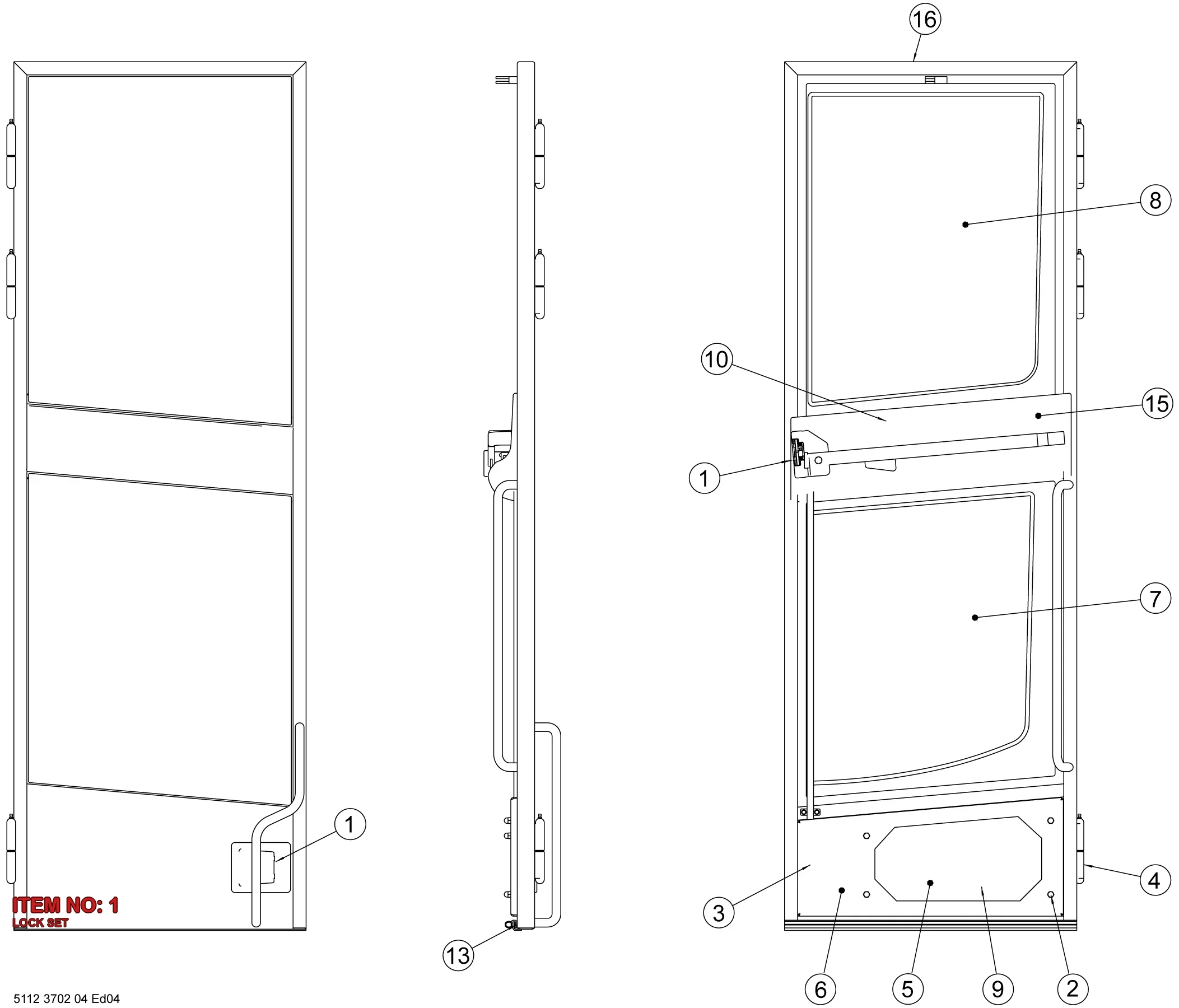 5112 0113 16 LOCK SET - Technical Drawing