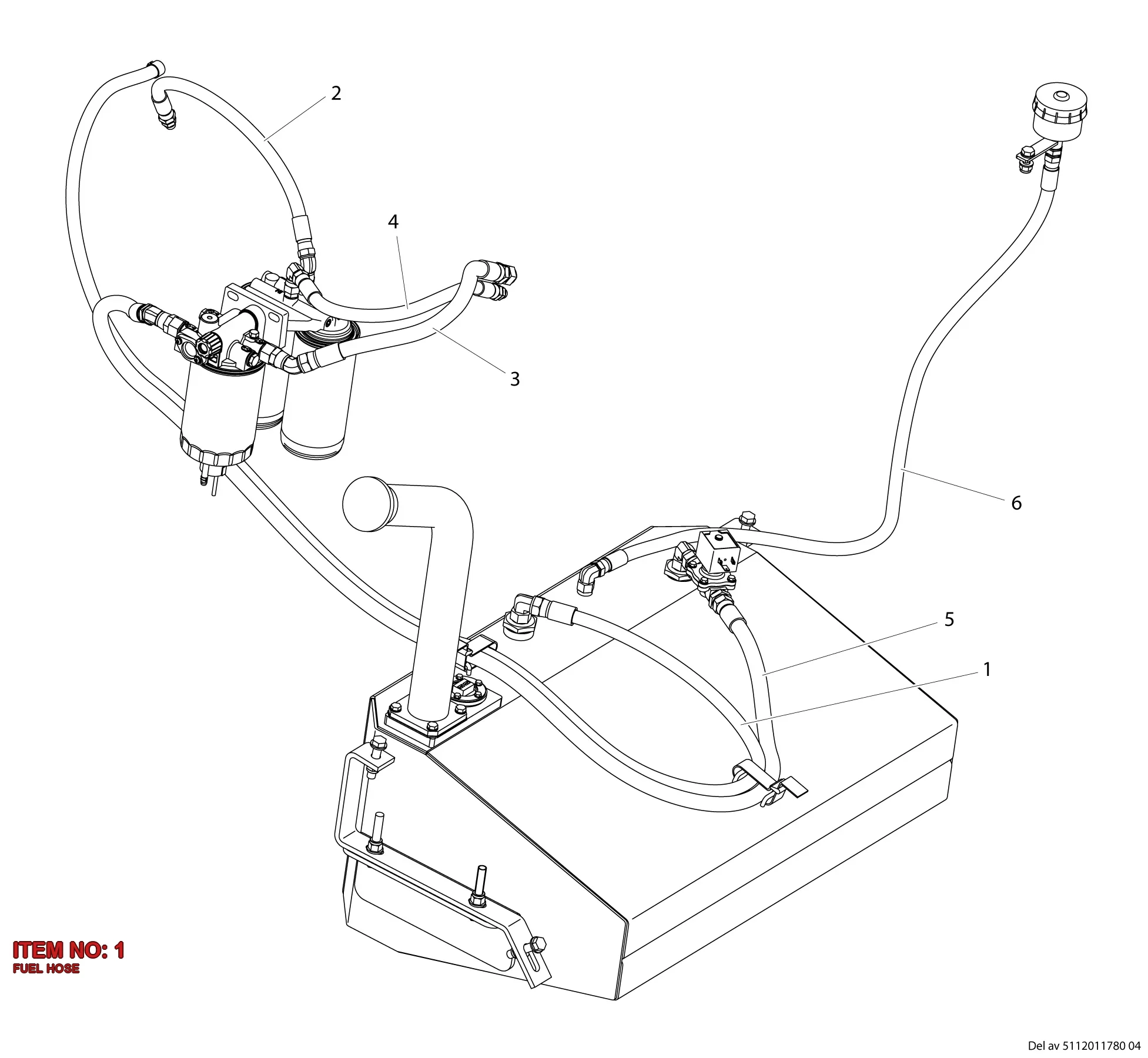 5112 0117 92 FUEL HOSE - Technical Drawing