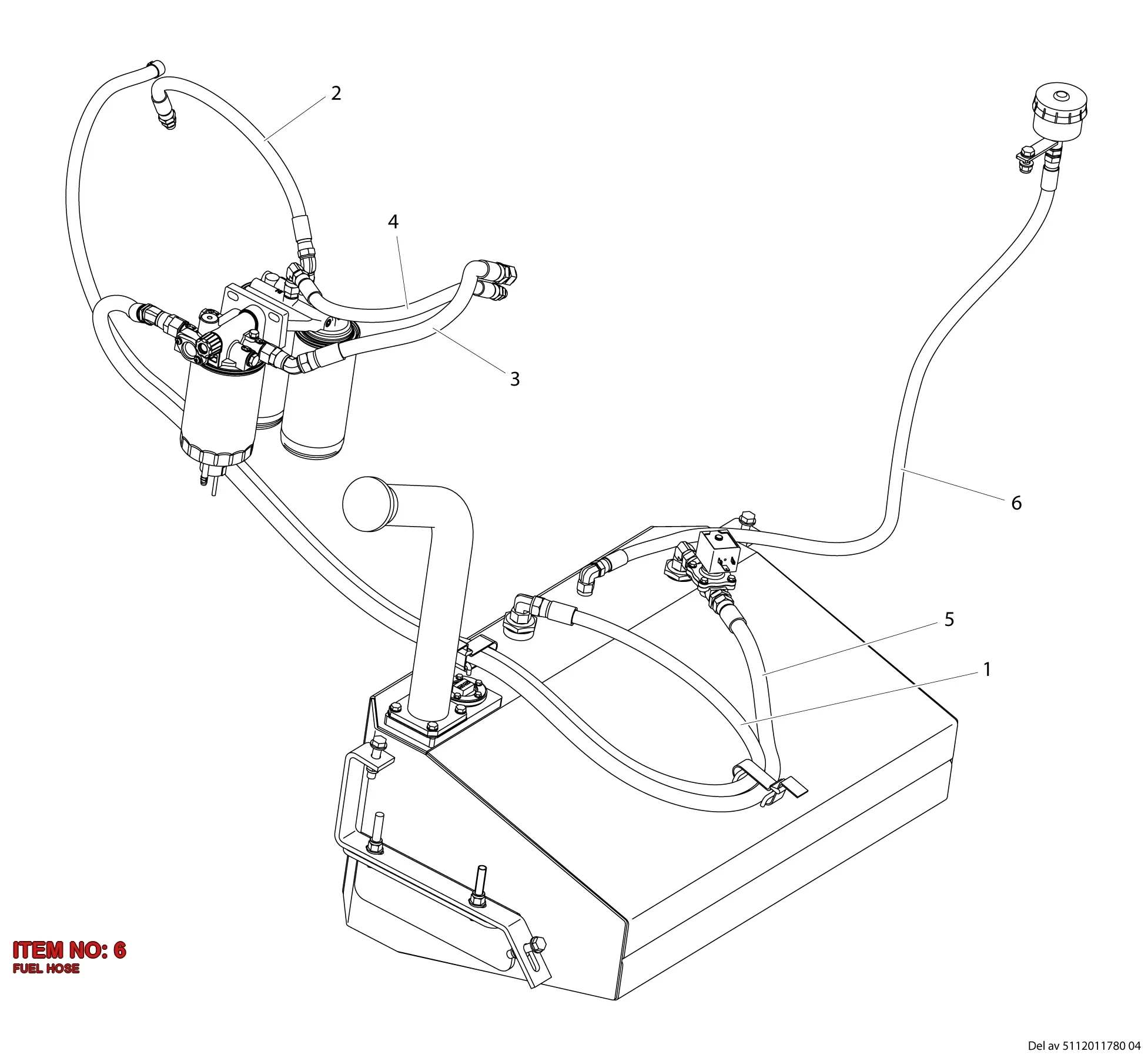 5112 0117 96 FUEL HOSE - Technical Drawing