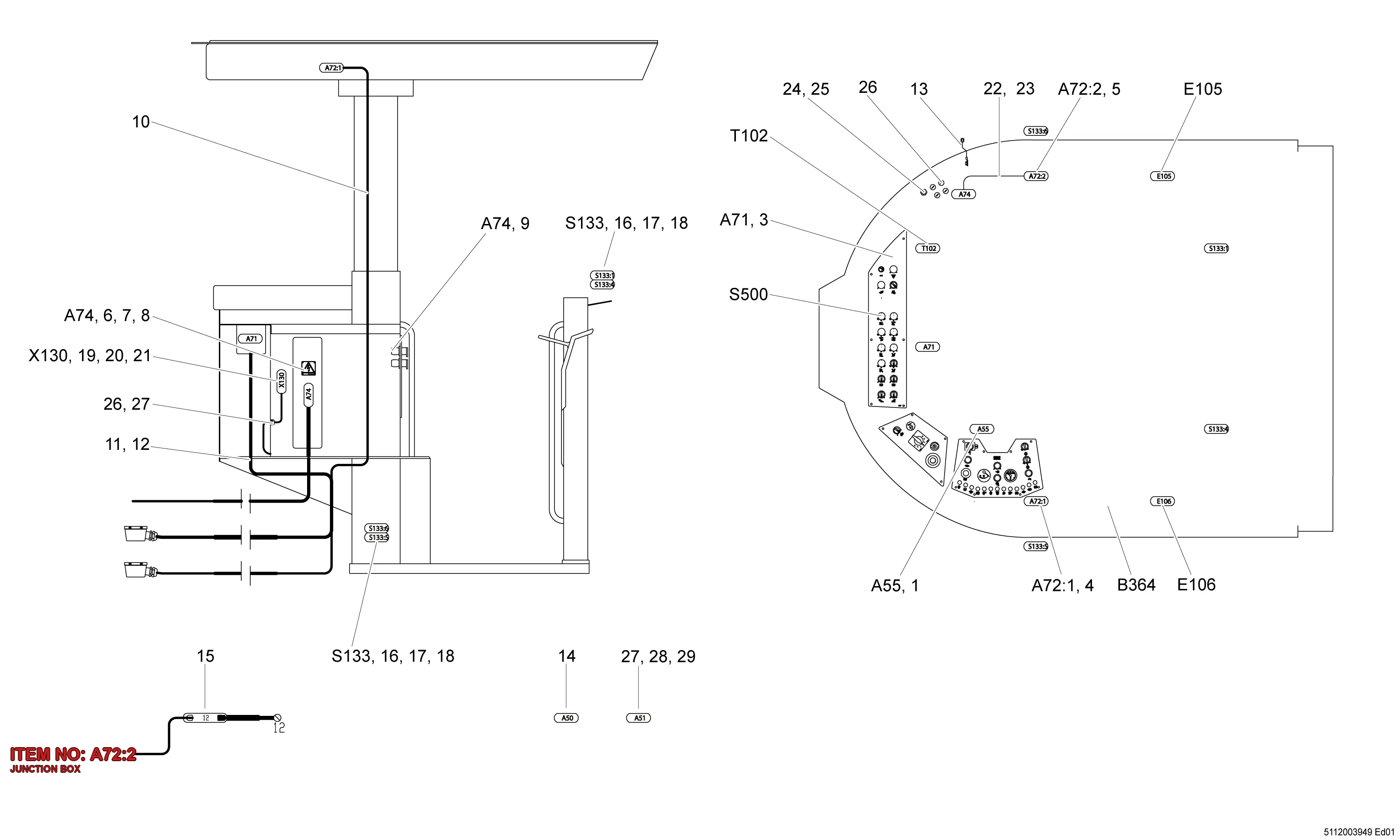5112 0121 02 JUNCTION BOX - Technical Drawing
