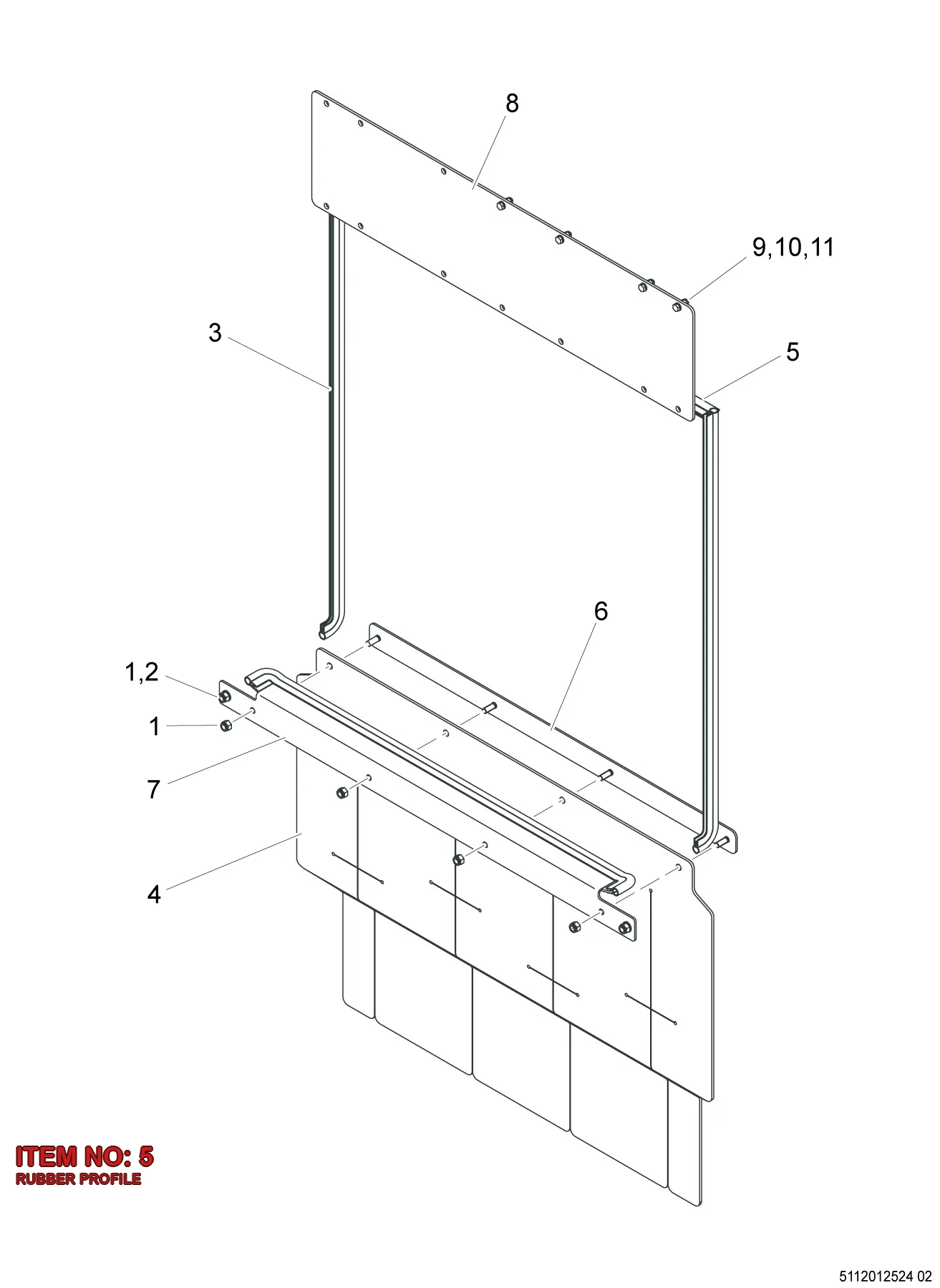 5112 0125 26 RUBBER PROFILE - Technical Drawing