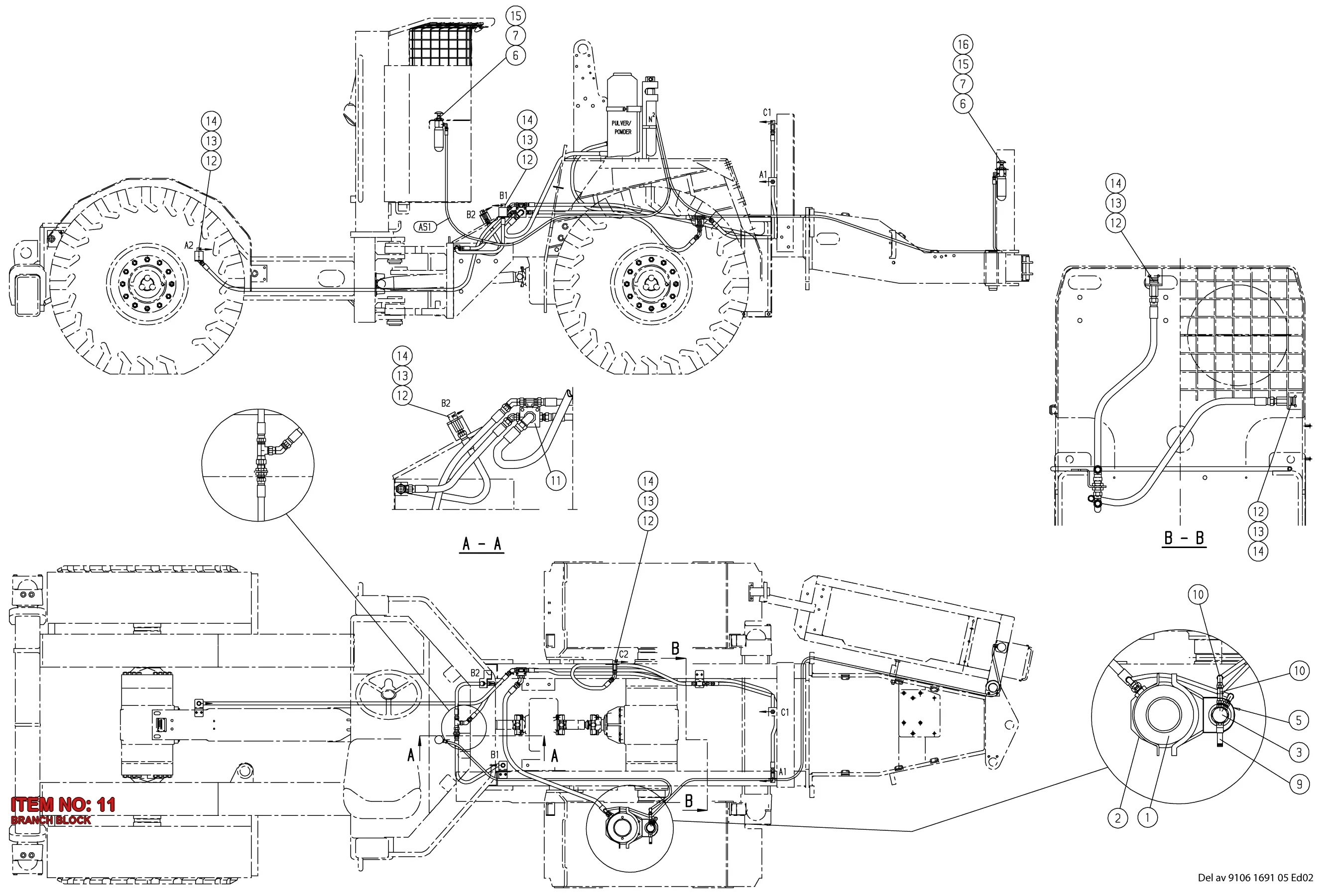 5112 3049 03 BRANCH BLOCK - Technical Drawing