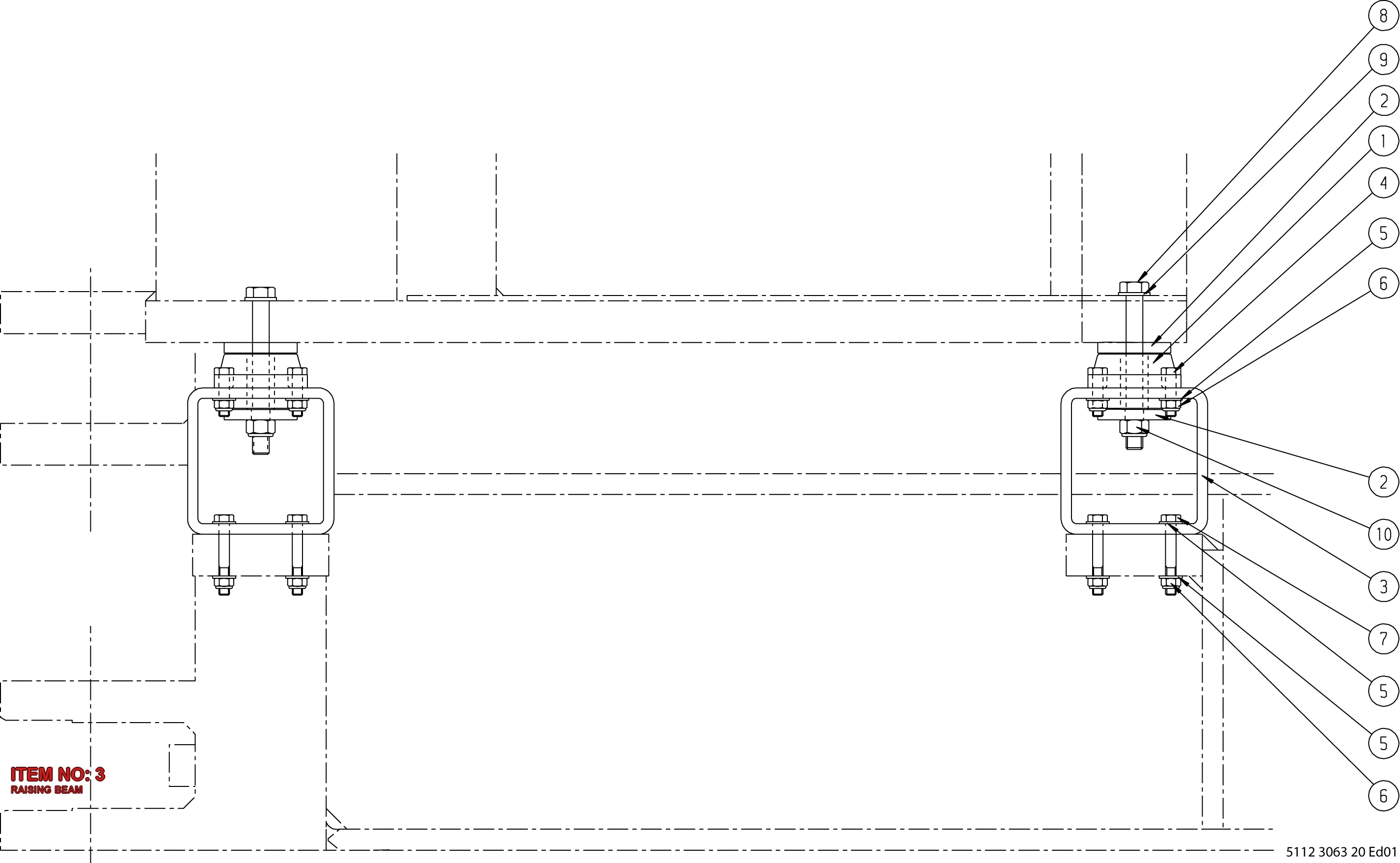 5112 3063 22 RAISING BEAM - Technical Drawing