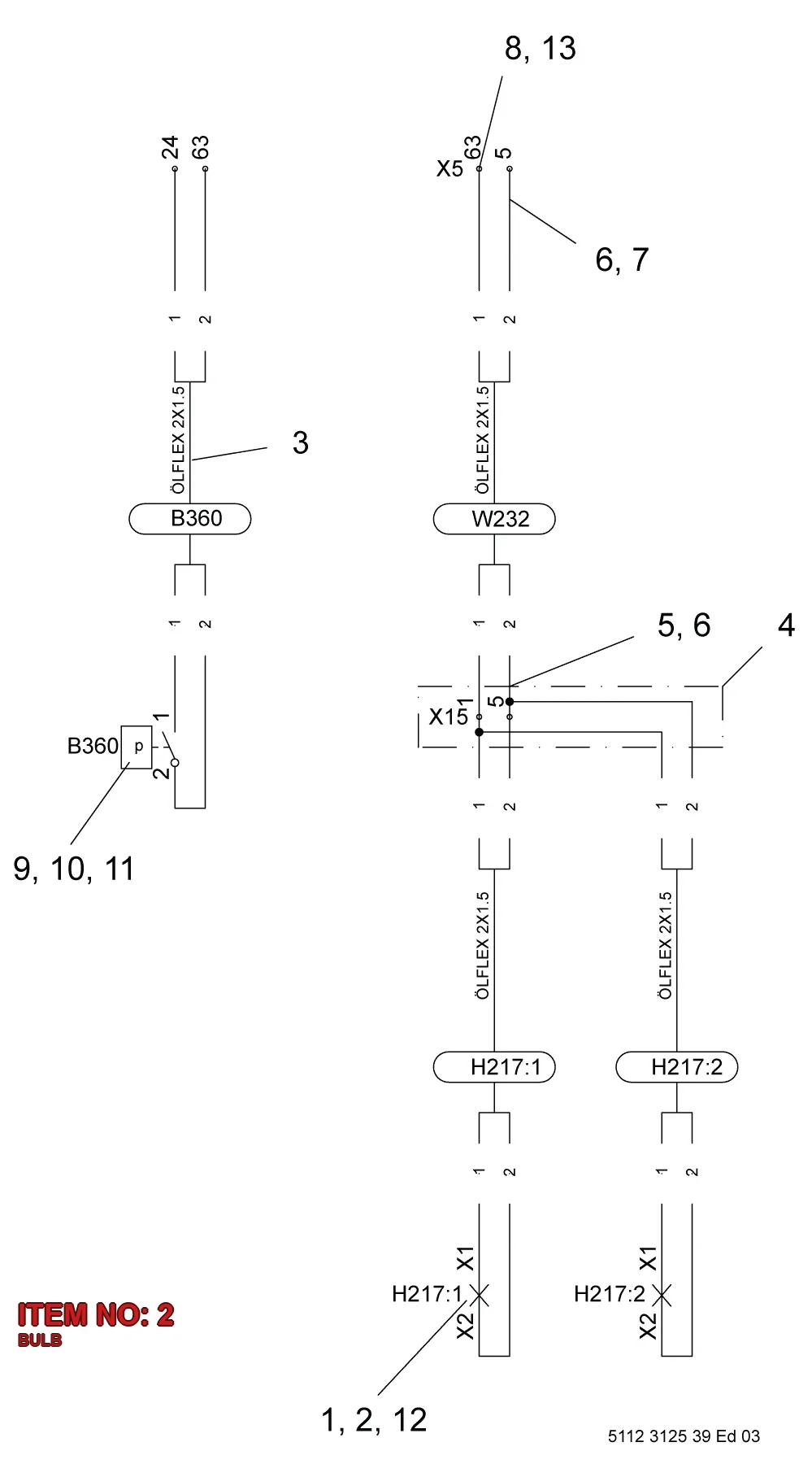 5112 3125 40 BULB - Technical Drawing
