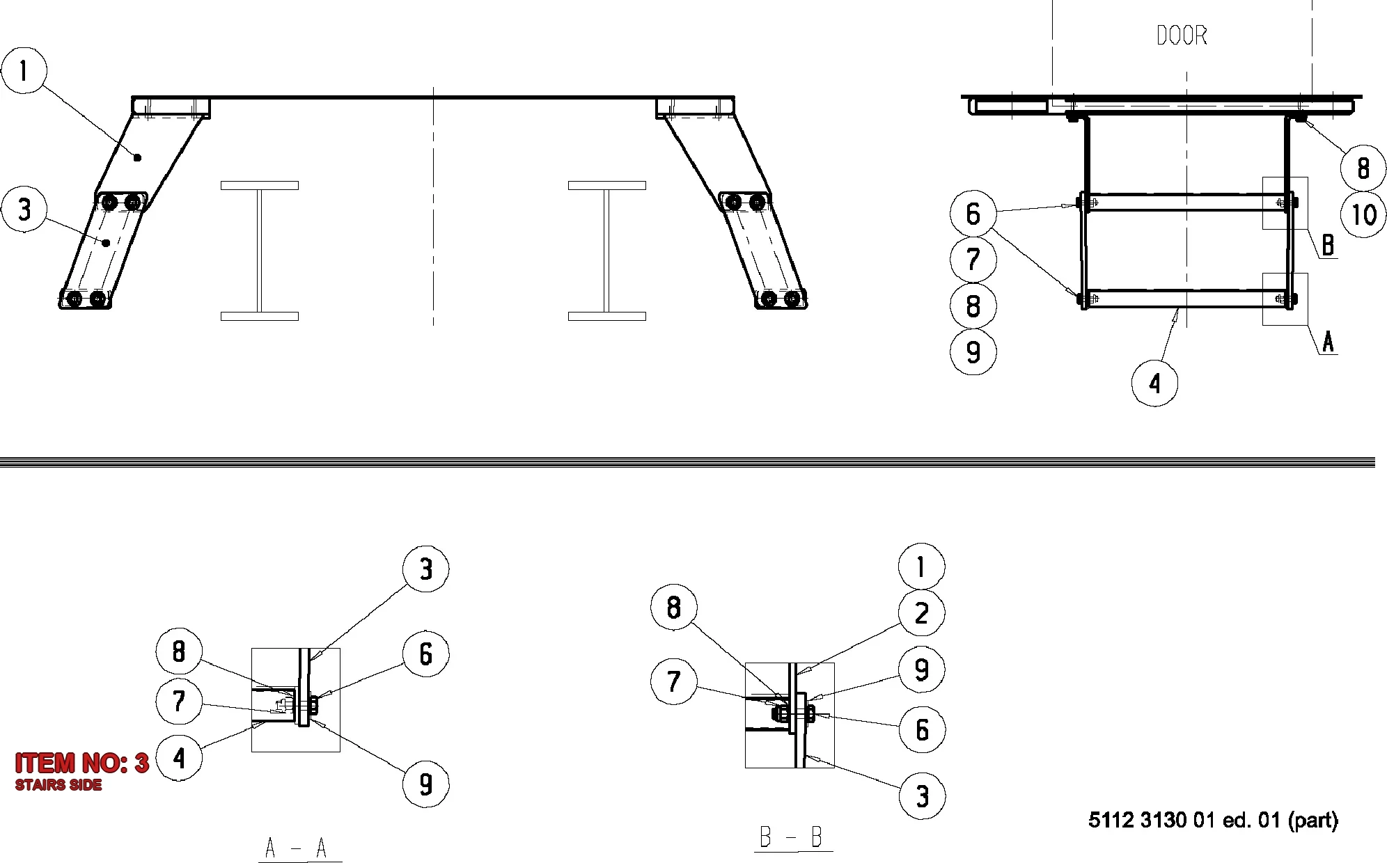 5112 3130 15 STAIRS SIDE - Technical Drawing