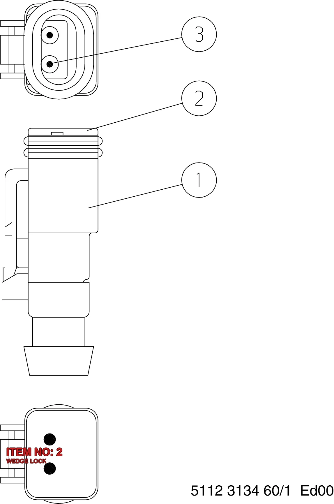 5112 3134 75 WEDGE LOCK - Technical Drawing