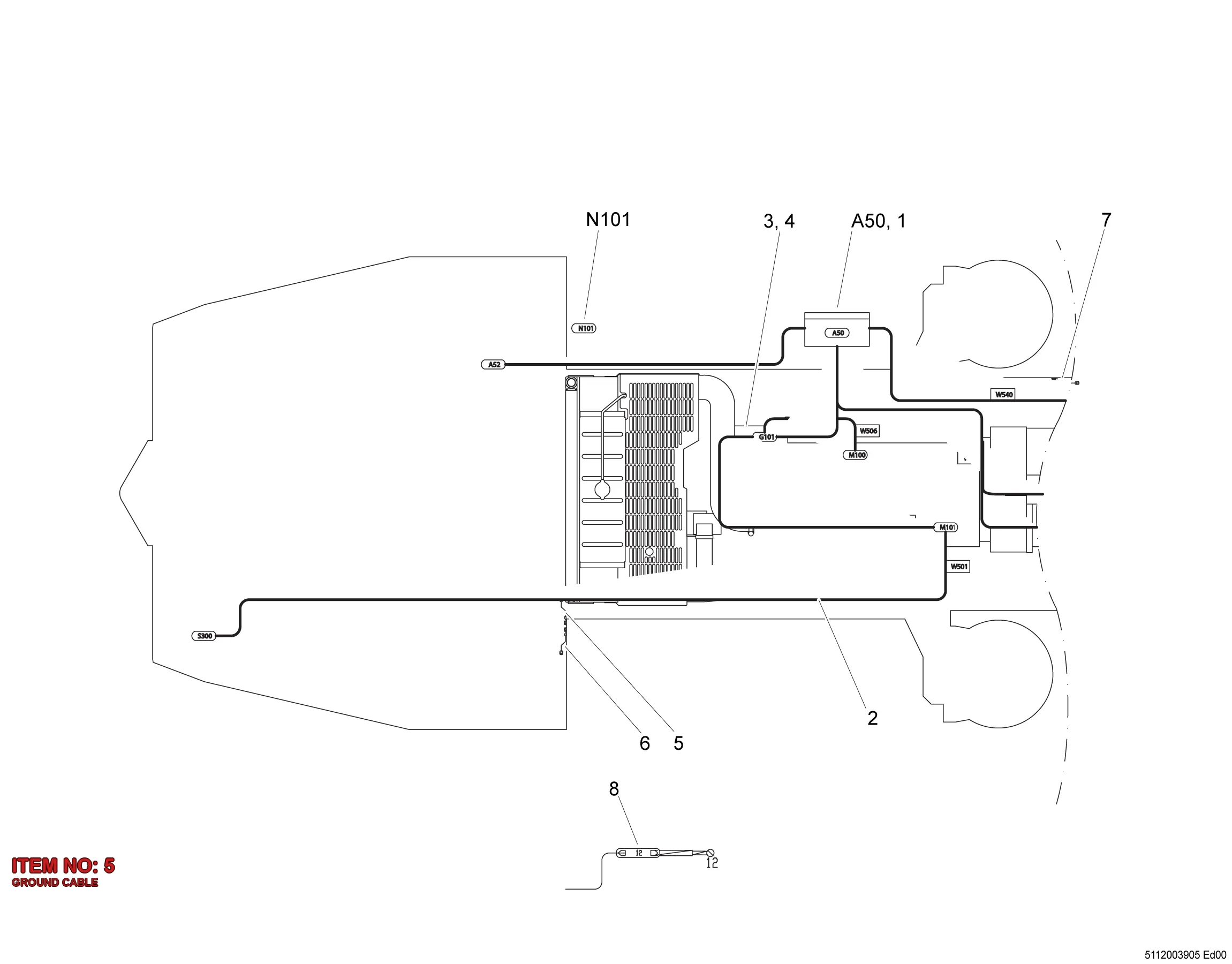 5112 3172 07 GROUND CABLE - Technical Drawing